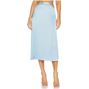 Revolve WeWoreWhat Cut Out Midi Skirt Satin Charmeuse Airy Blue Womens XS NWT